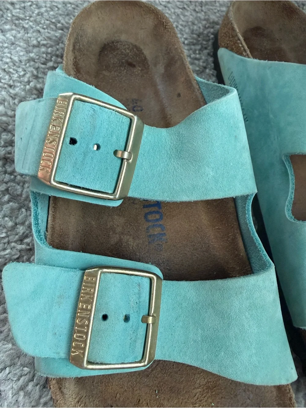 Birkenstock Arizona Womens Turquoise Suede Soft Footbed Women Size 40/9 Us Regul